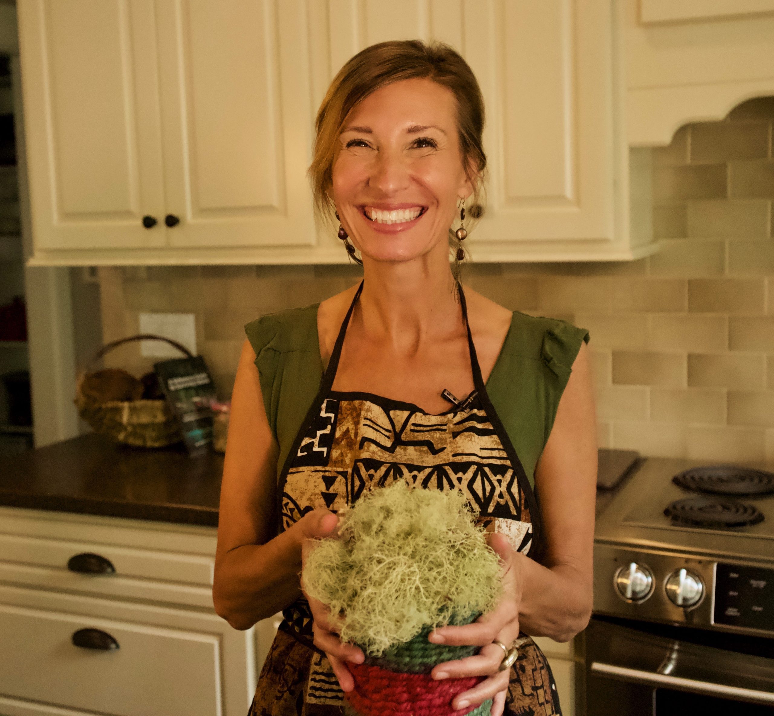 Nicole in the Kitchen with usnea lichen