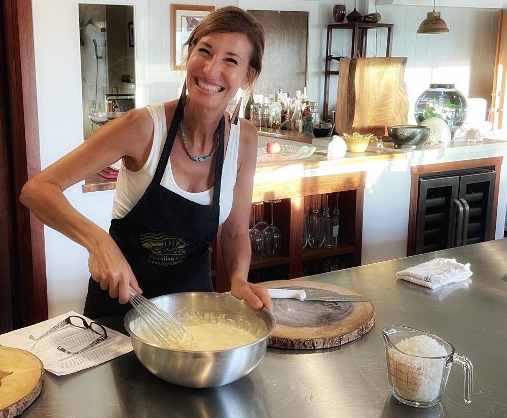 Nicole Apelian stirring batter