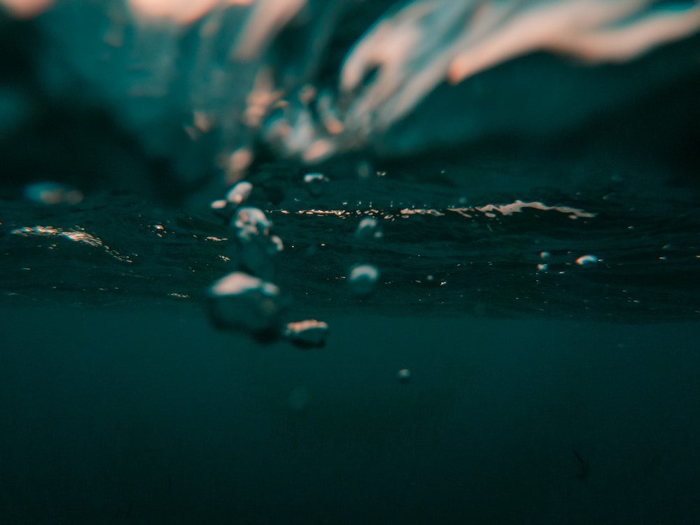 Bubbles in blue water Bubbles in blue water
