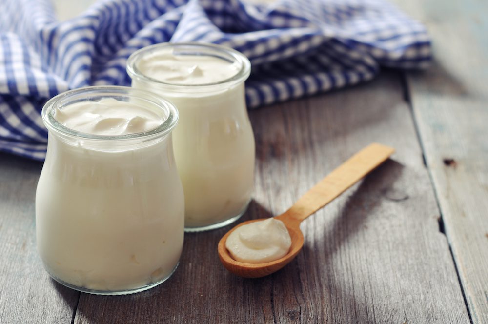 Greek yogurt in a glass jars Greek yogurt in a glass jars