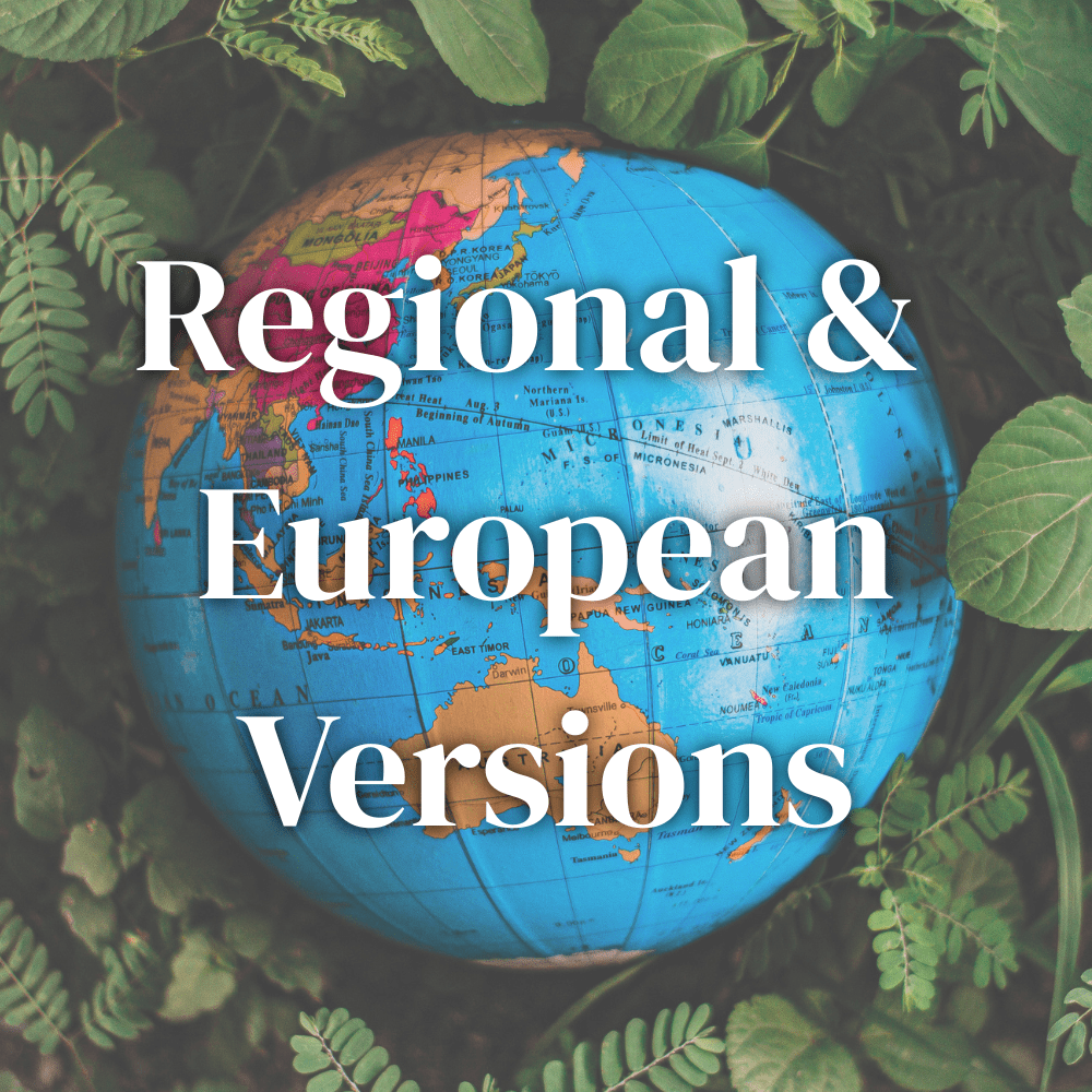 globe leaves and regional & european versions text