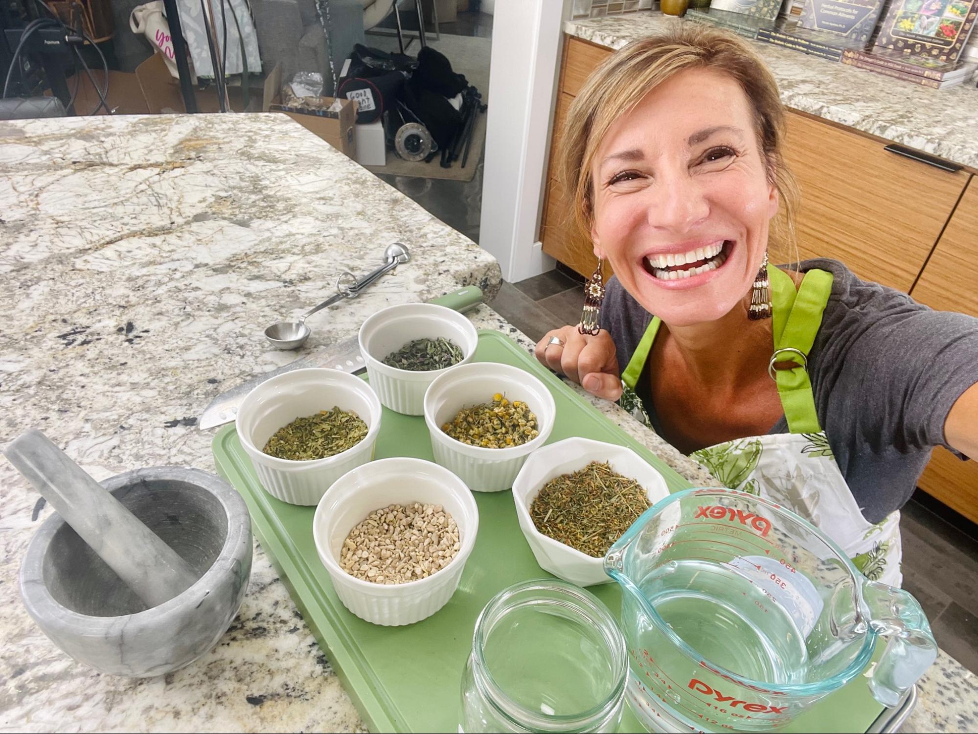 Nicole Apelian prepared apothecary herbs