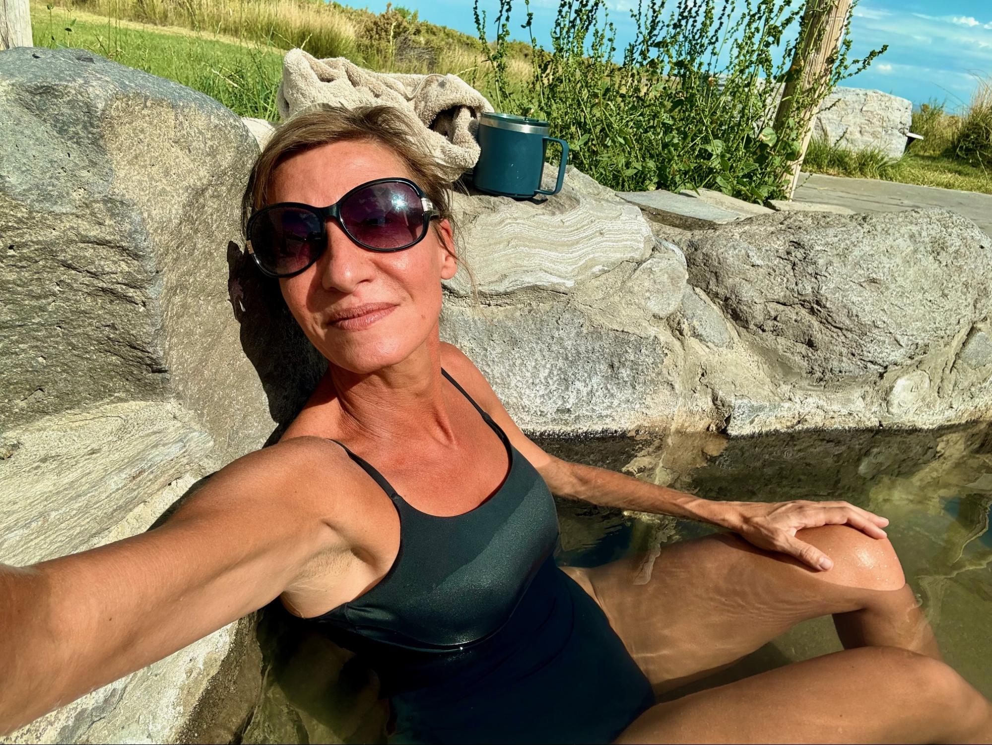 Nicole Apelian soaking rock pool