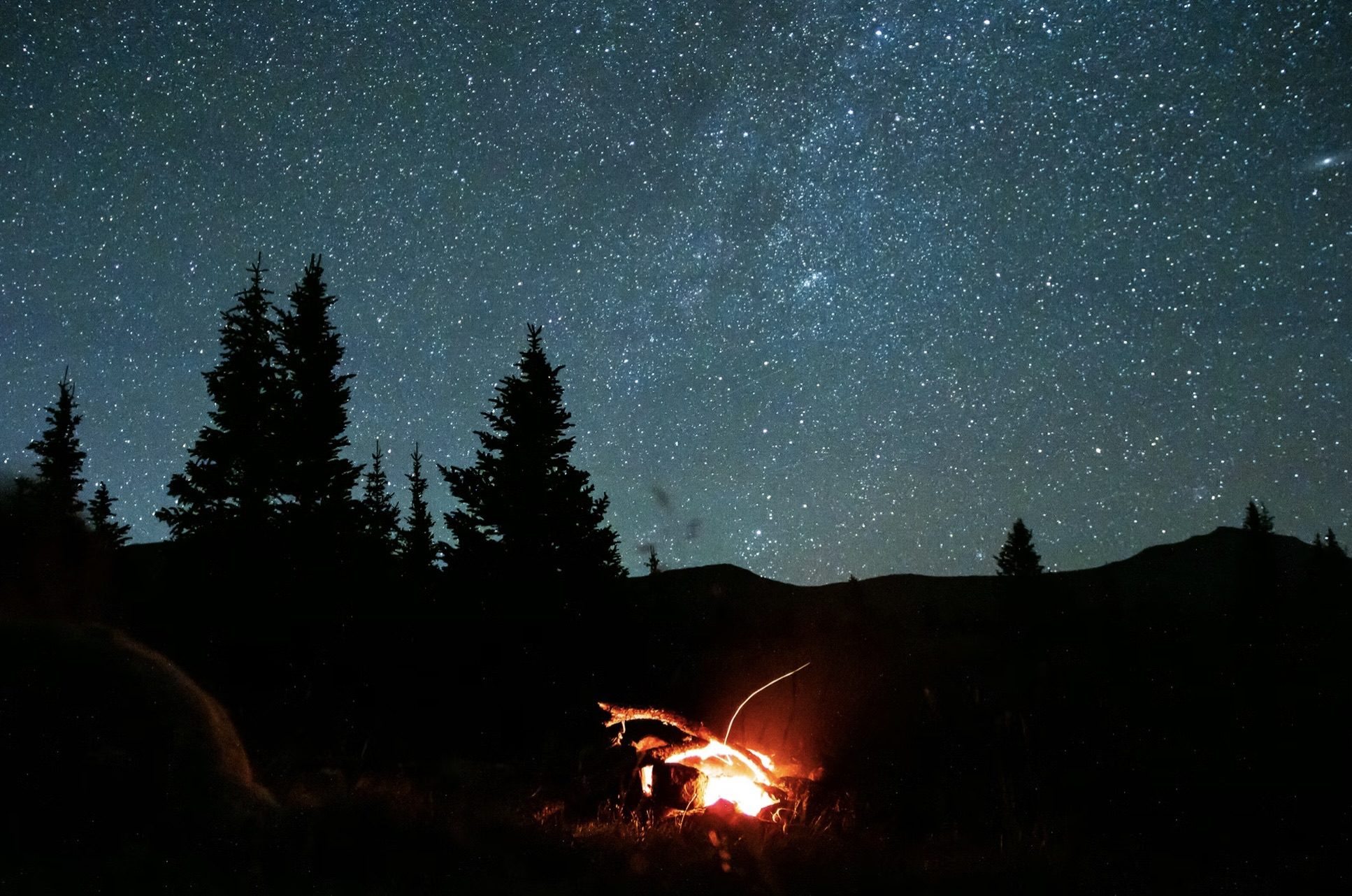 campire under night sky